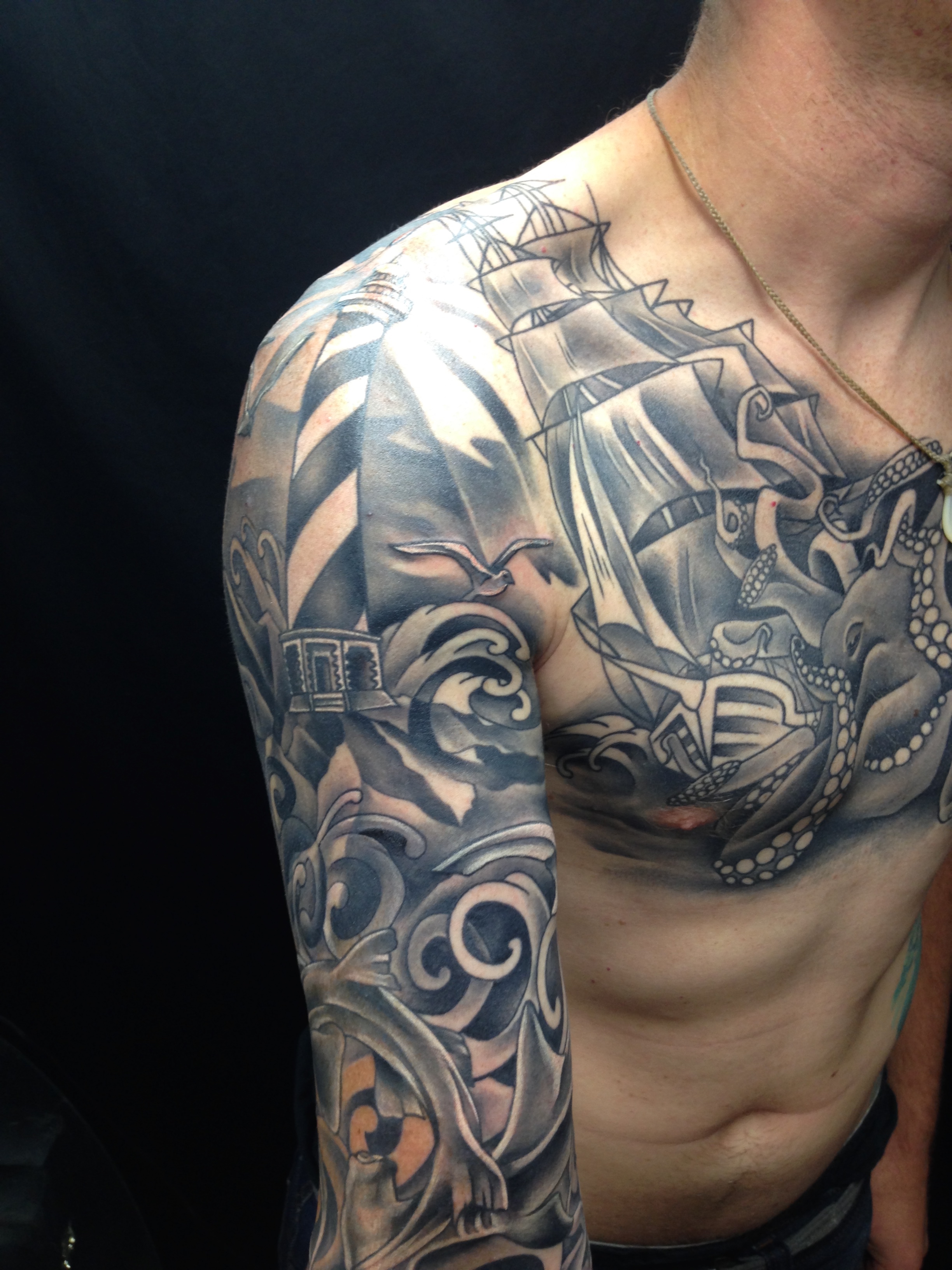  Ocean themed tattoo sleeve 