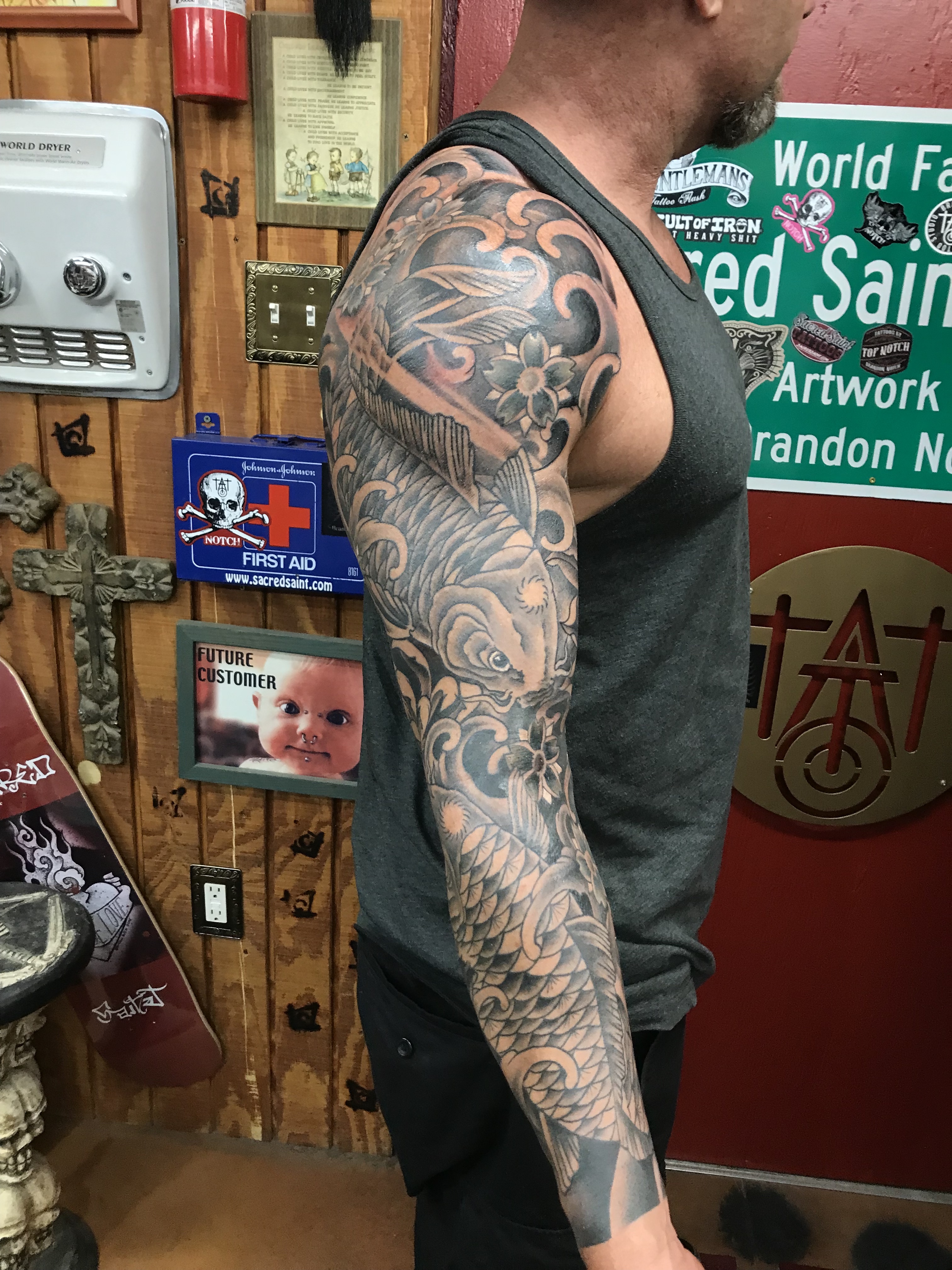  Japanese Koi fish tattoo sleeve 