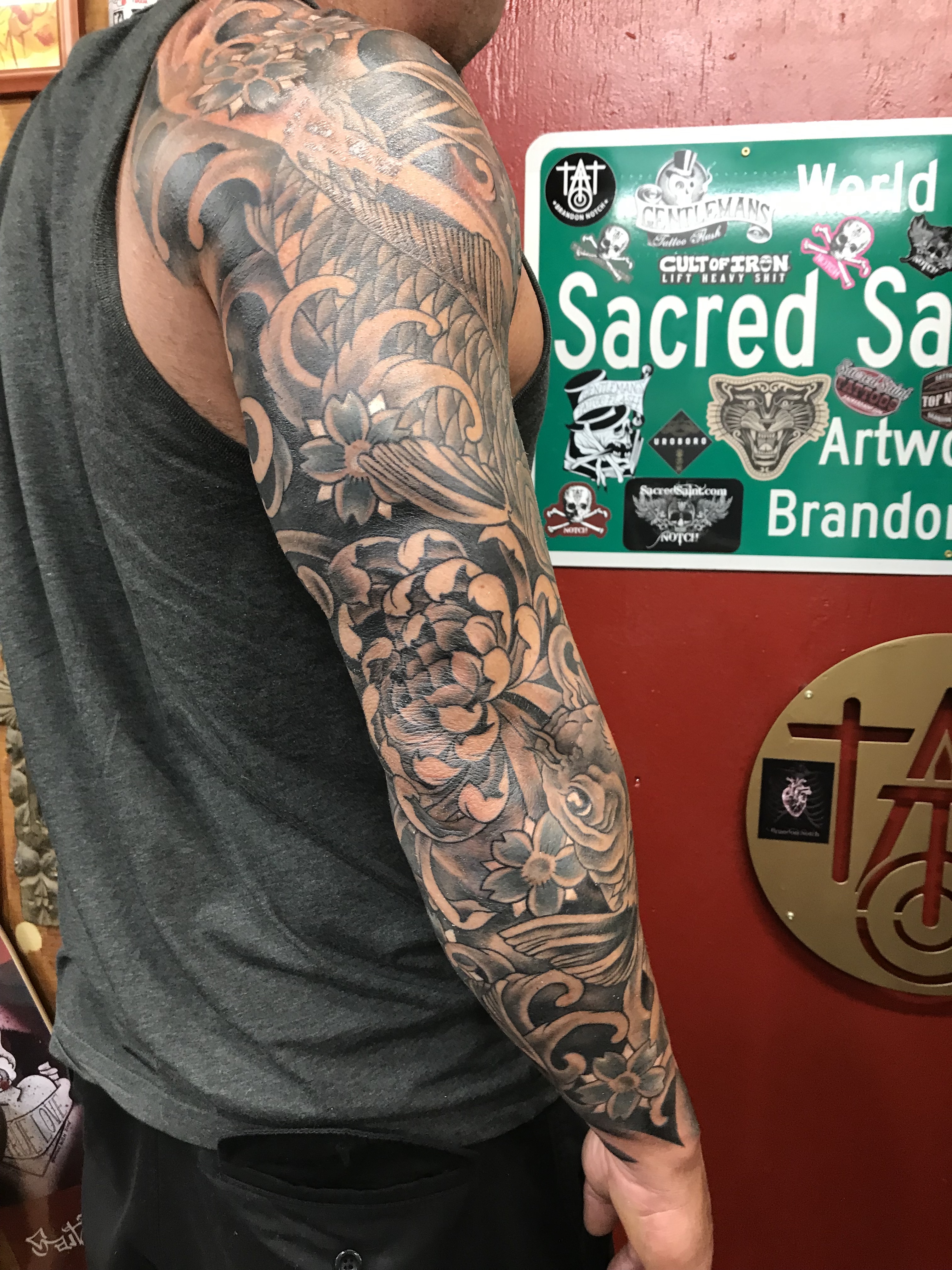  Chrysanthemum spider mum tattoo sleeve 