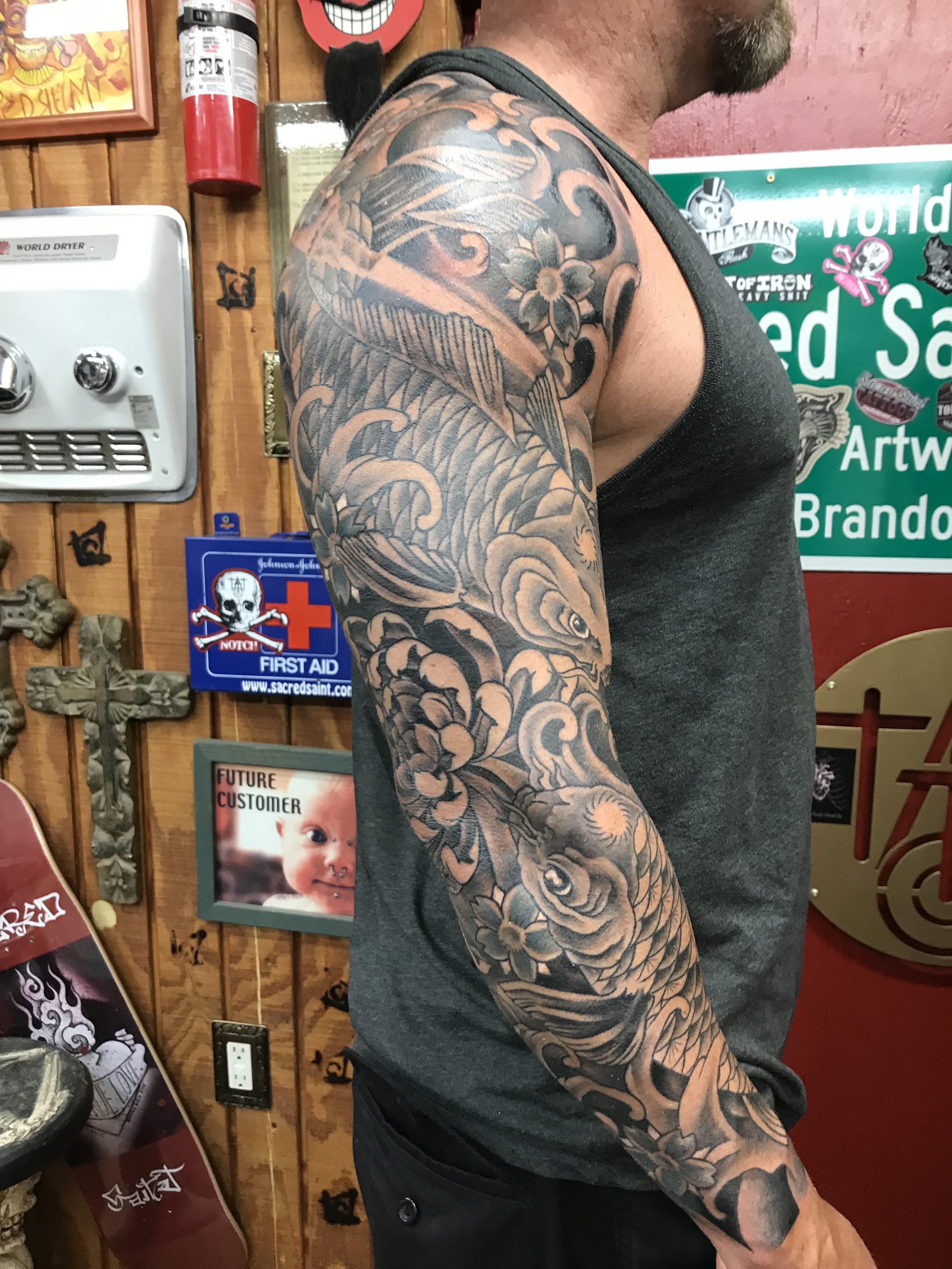  Japanese tattoo sleeve by Brandon Notch 