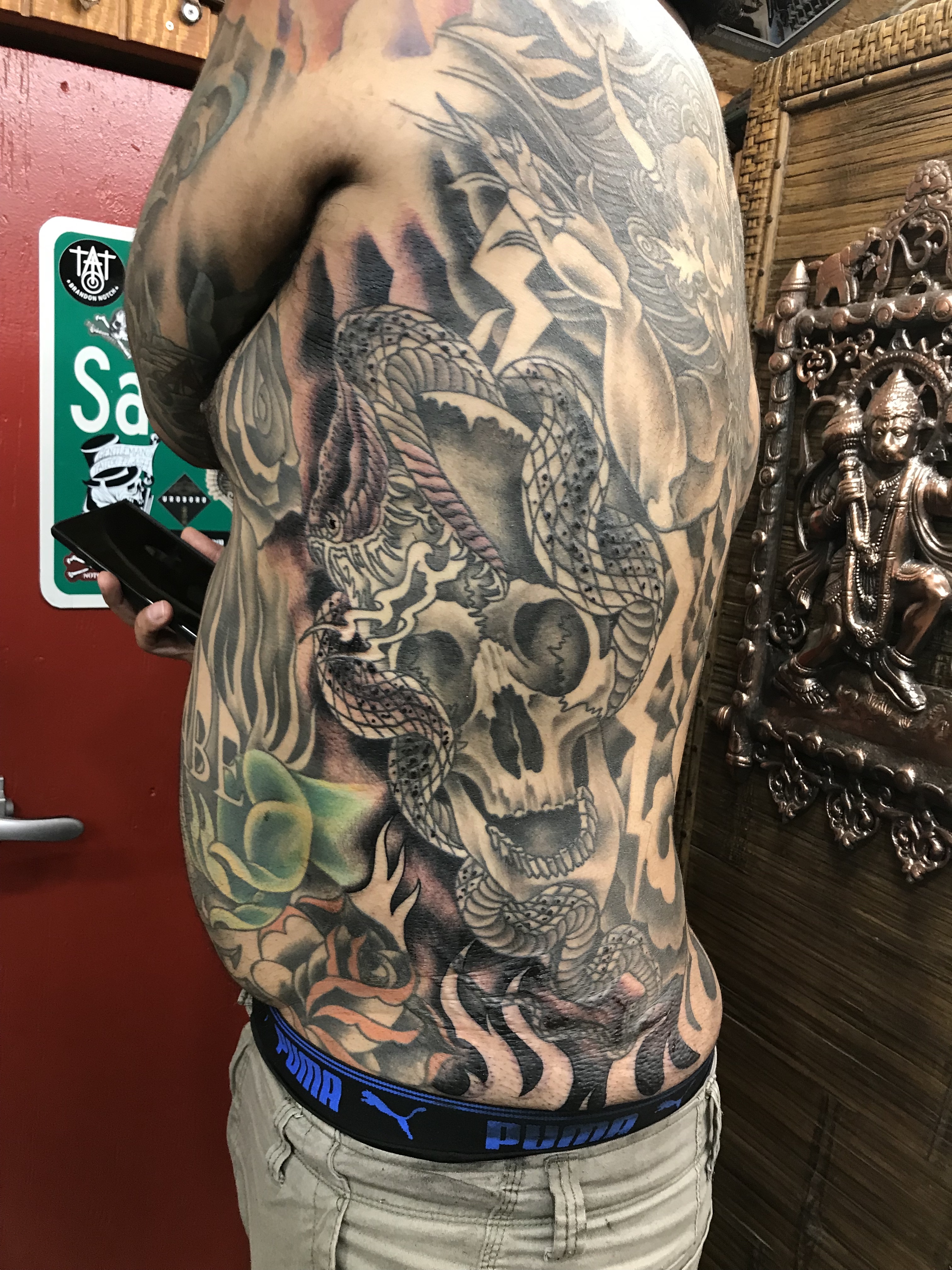  Japanese skull and snake tattoo 